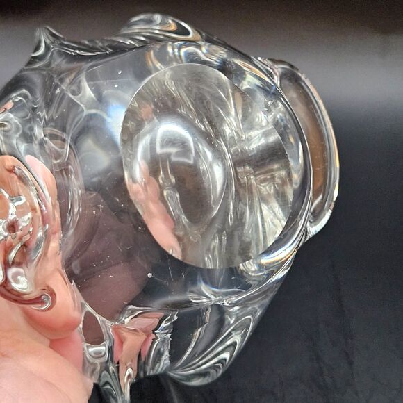 Murano Art Glass Basket Split Handle Hand Blown Clear Art Glass Vintage Abstract - Picture 4 of 10